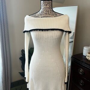 Elegant Off-Shoulder White Sweater